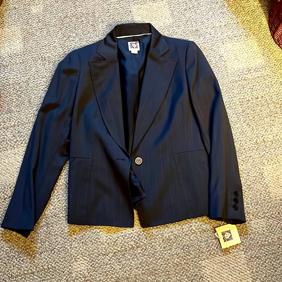 Anne Klein Jackets & Blazers - NWT Anne Klein grey women’s suit blazer subtle white stripes office work 10